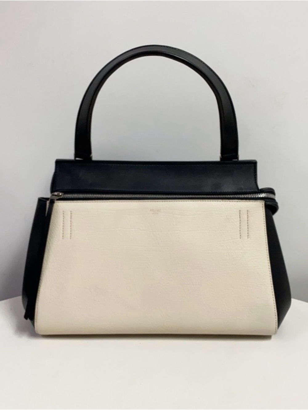 Celine Black and Cream Leather Top-Handle Satchel